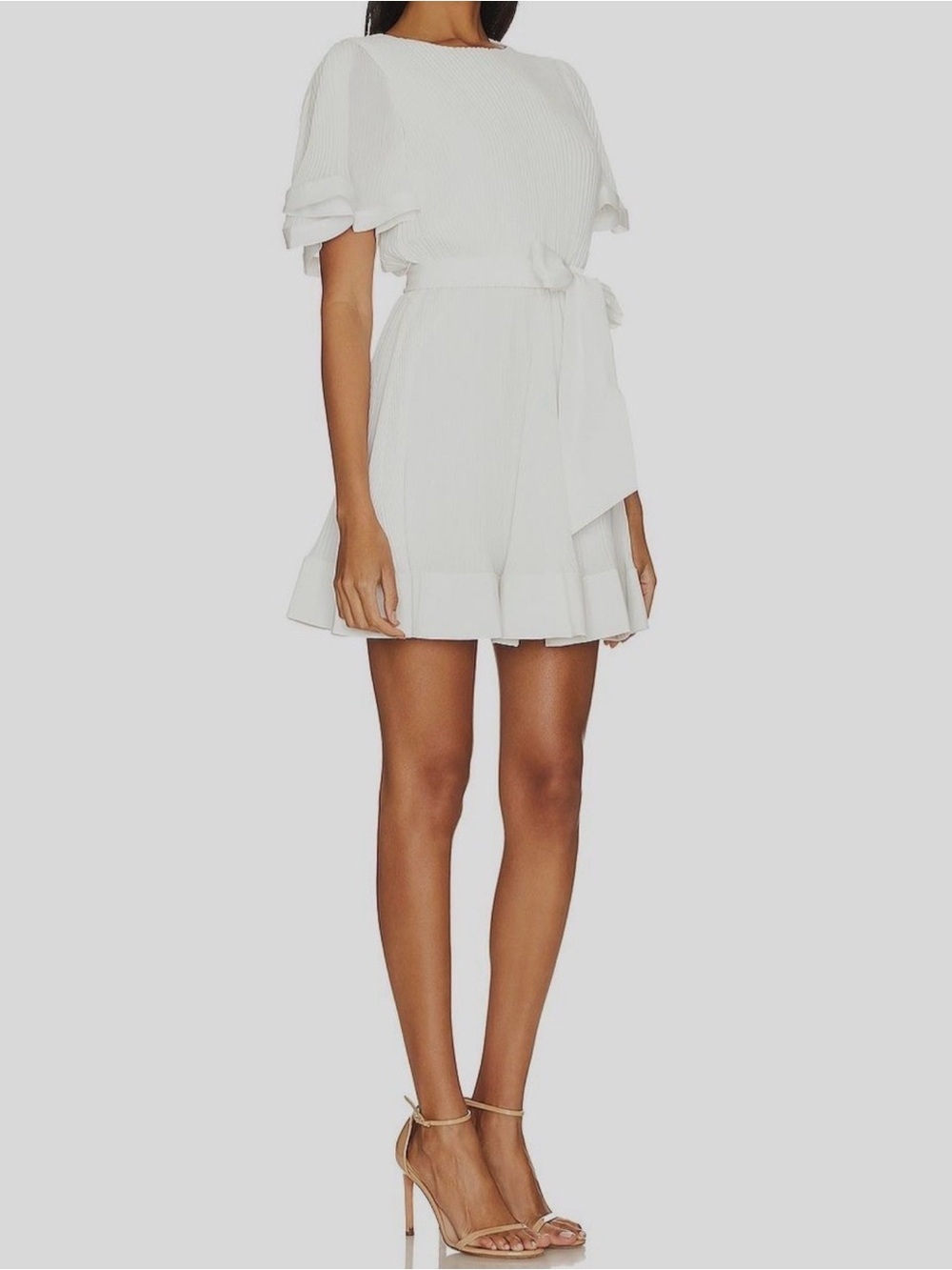 Milly Lumi Pleated White Mini Dress Size 10